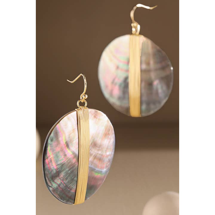 Urbanista - Wholesale Dangle Earrings - Circular Shell and Steel Dangle Earrings
