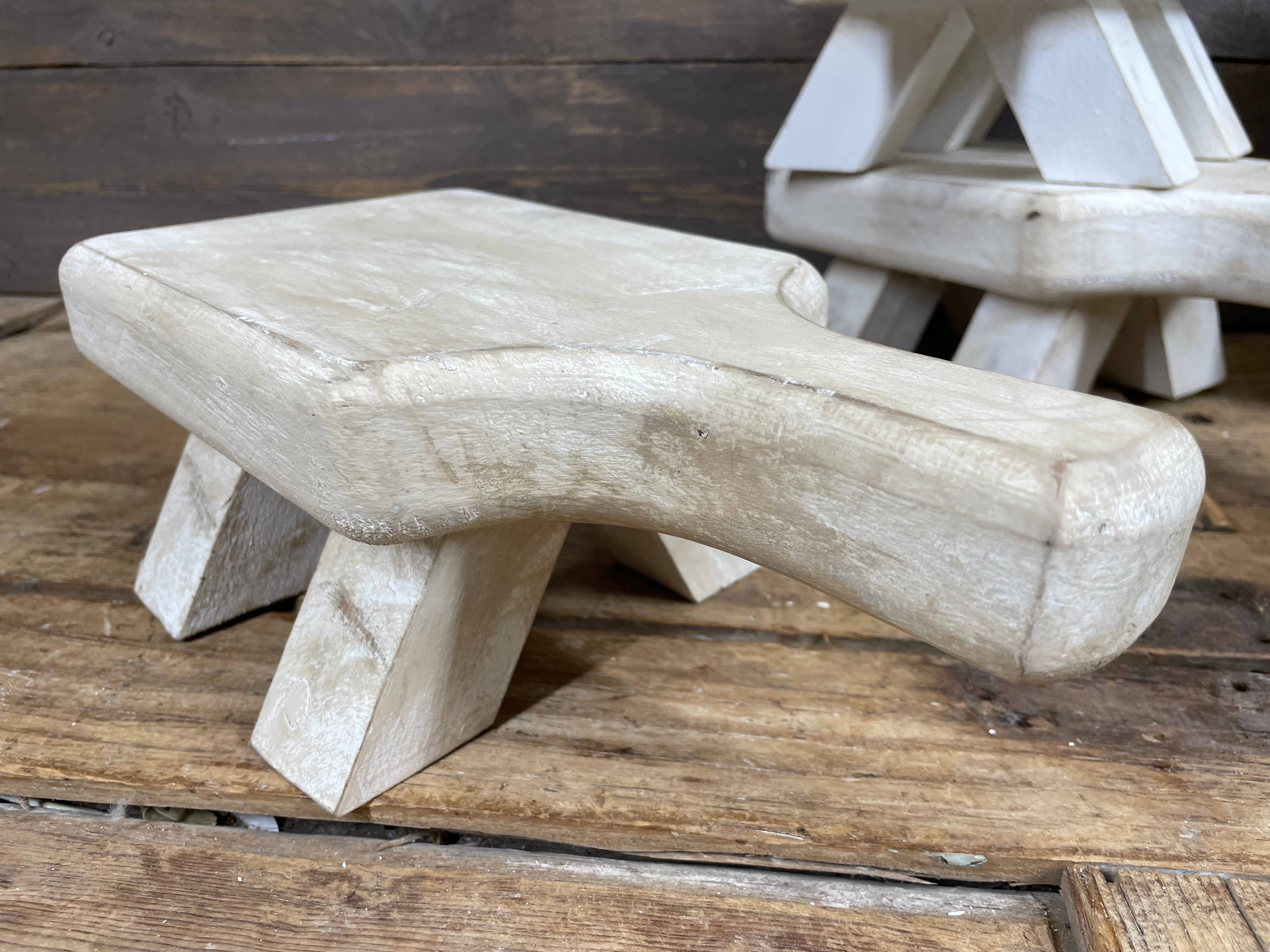 My Amigos Imports – wholesale Stool – CLEARANCE-Pane Farmhouse Bread Board Stool-6x11x4-White-$72