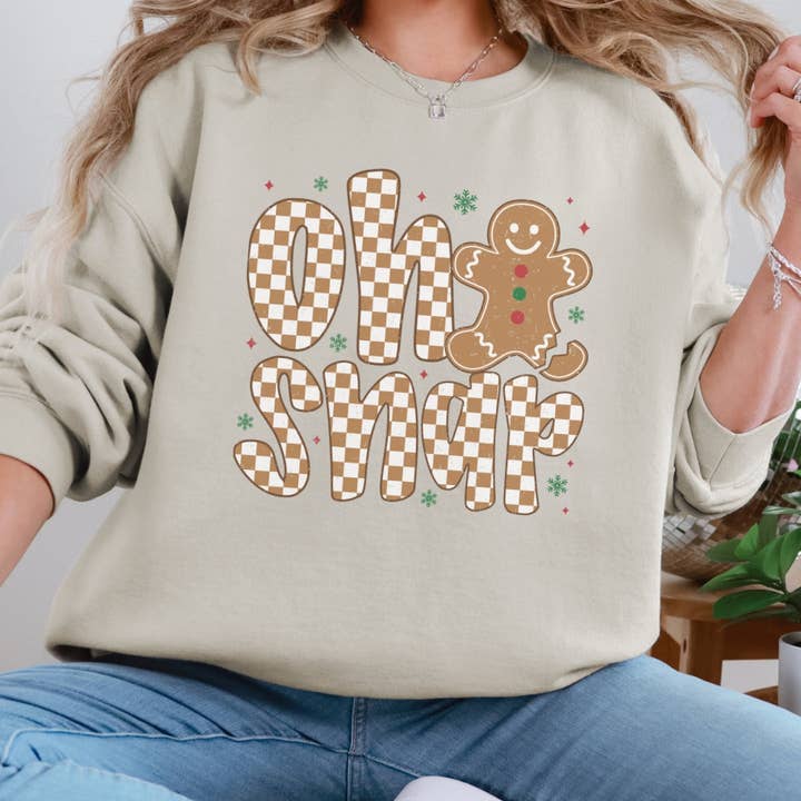 Oh Snap! Gingerbread Man Sweatshirt – Funny Christmas Crewneck for wholesale by Pecan Creek Designs