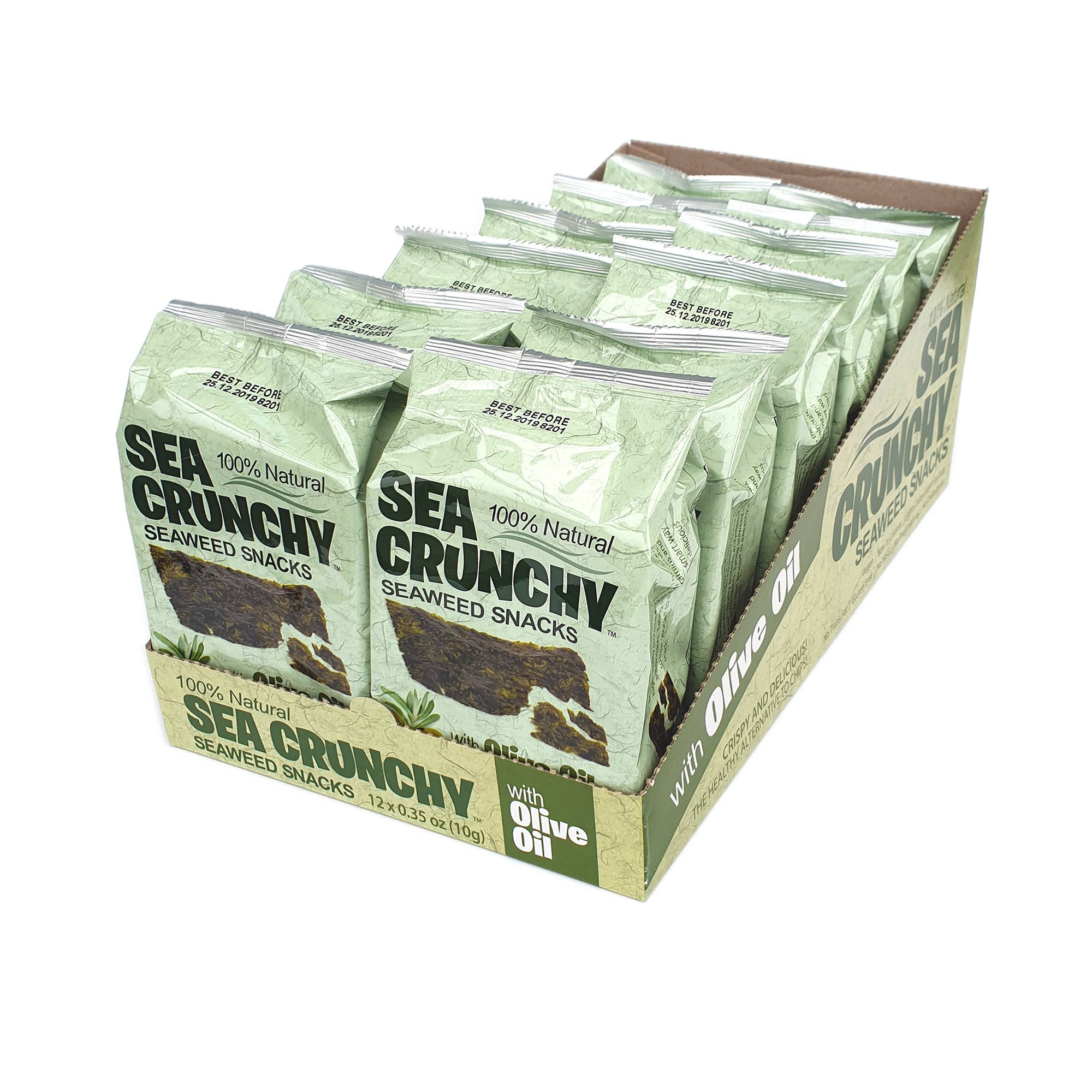 SEAWEED MARKET - Wholesale Puffed Snack - Sea Crunchy Seaweed Snacks with Olive Oil 10g x 12pcs1