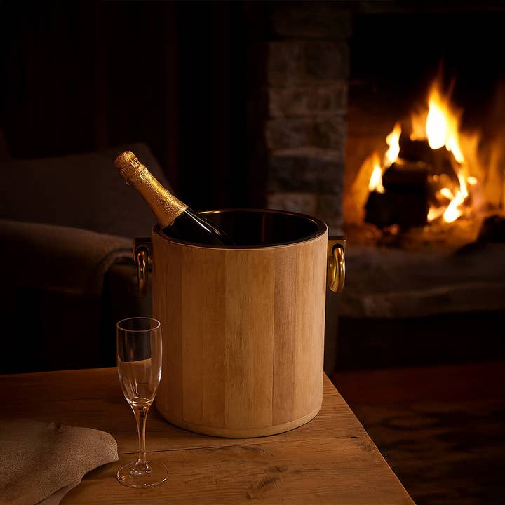 AULICA - Wholesale Party Tub - White wood champagne bucket with gold metal 25x30x28cm2