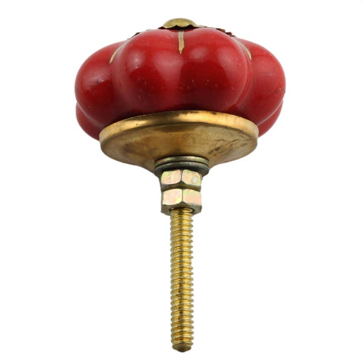 Tribal Trade GmbH - Wholesale Knob/Pull - Shabby chic rosette monochrome red ceramic furniture knob