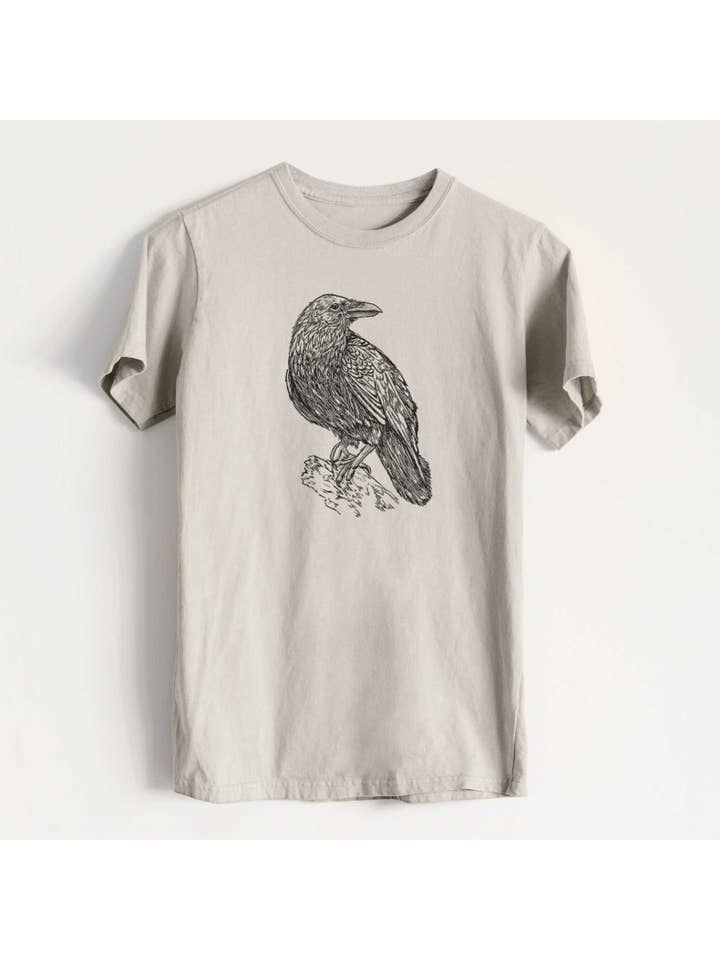 Because Tees - Wholesale Screen Printed T-Shirt - Men's - Corvus corax - Common Raven - Heavyweight Men's 100% Organic Cotton Tee
