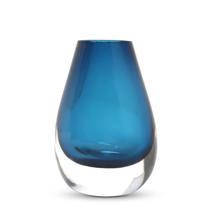 VIVIENCE - Wholesale Vase - Blue Glass Bud Vase, 6.5"H