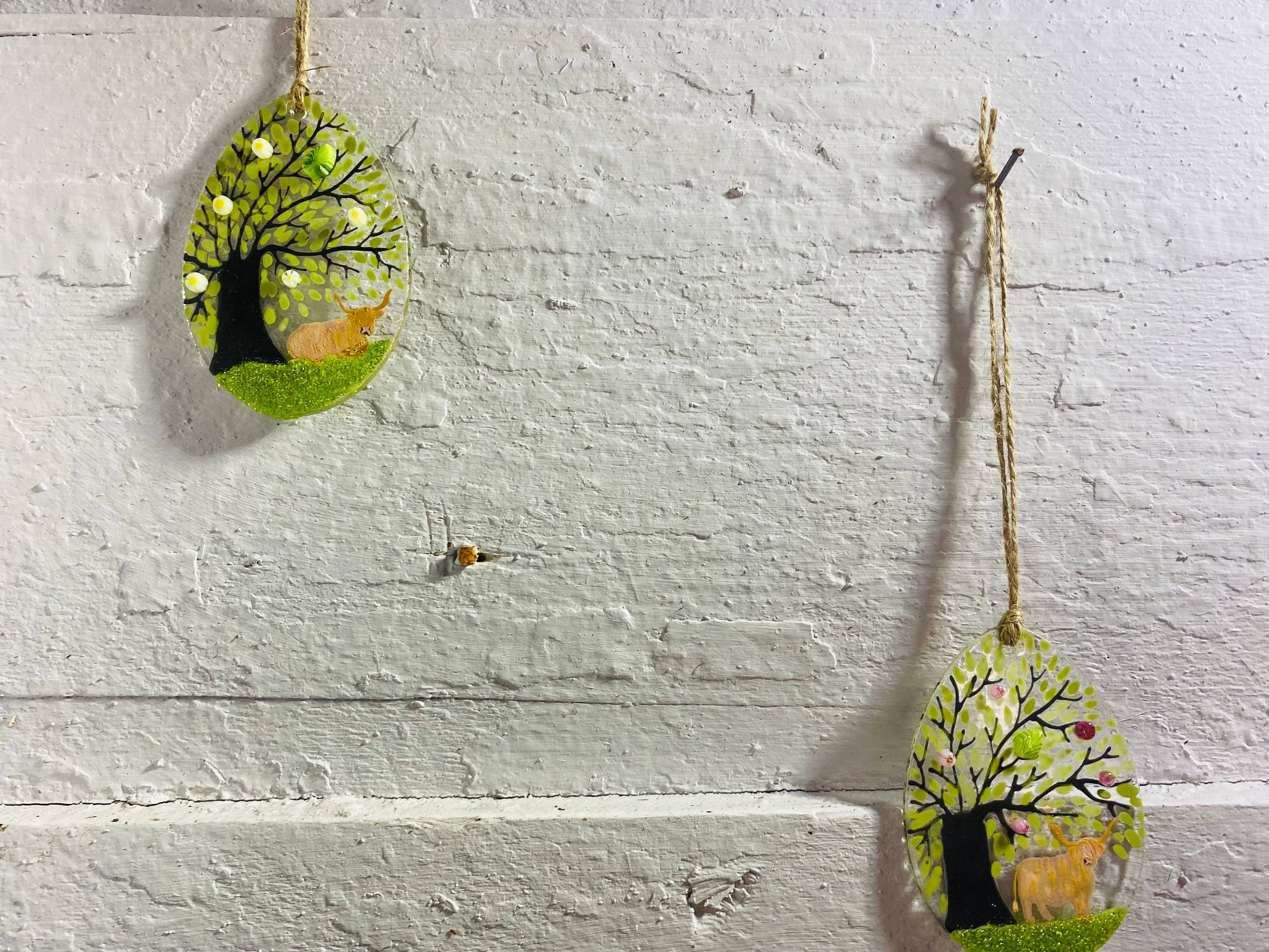 Ally Glass Studio - Wholesale Ornament - Easter Egg Highland Cow Hanger3