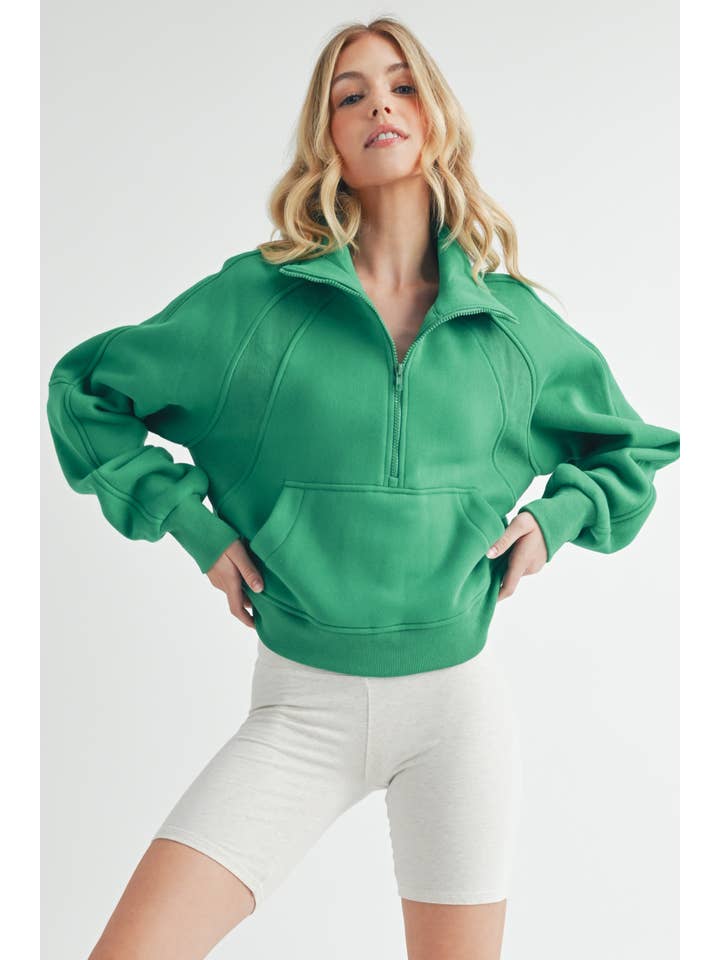 AEMI + CO - Wholesale Sweatshirt – Women's - 950CK Dove Funnel Neck Half Zip 657