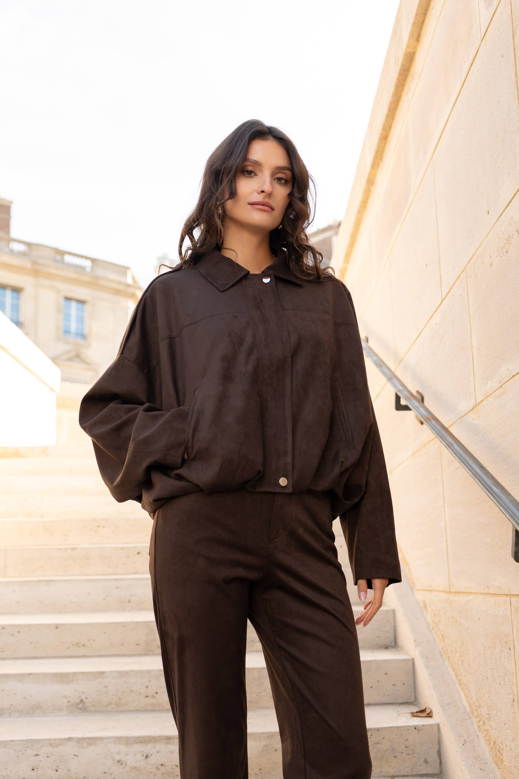 Attentif Paris - Wholesale Bomber Jacket - Women's - Oversized bomber jacket in suede with a loose fit6