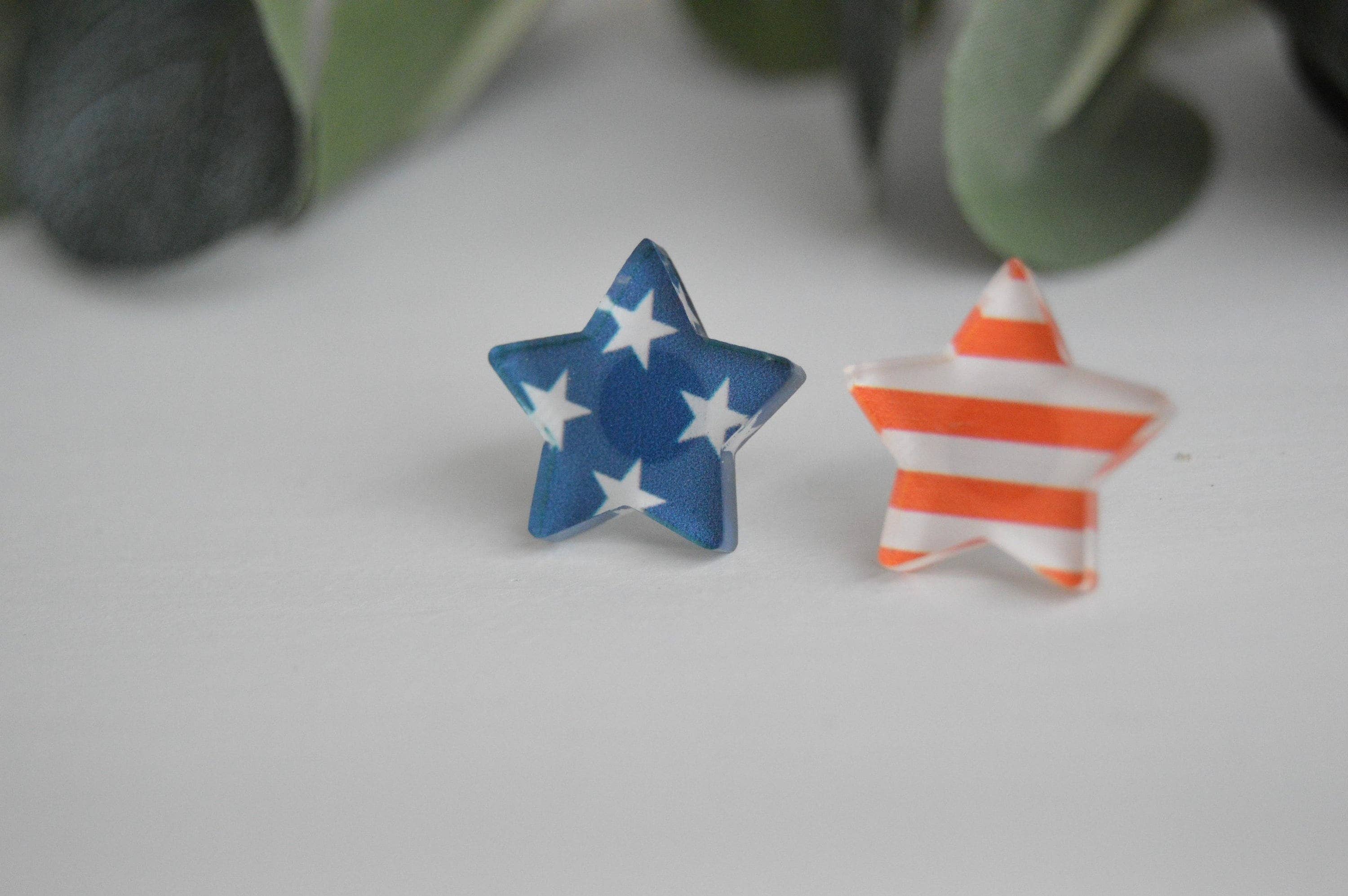 The Adorned Fox - Wholesale Stud/Post Earrings - Patriotic Stars And Stripes Stud Earrings6