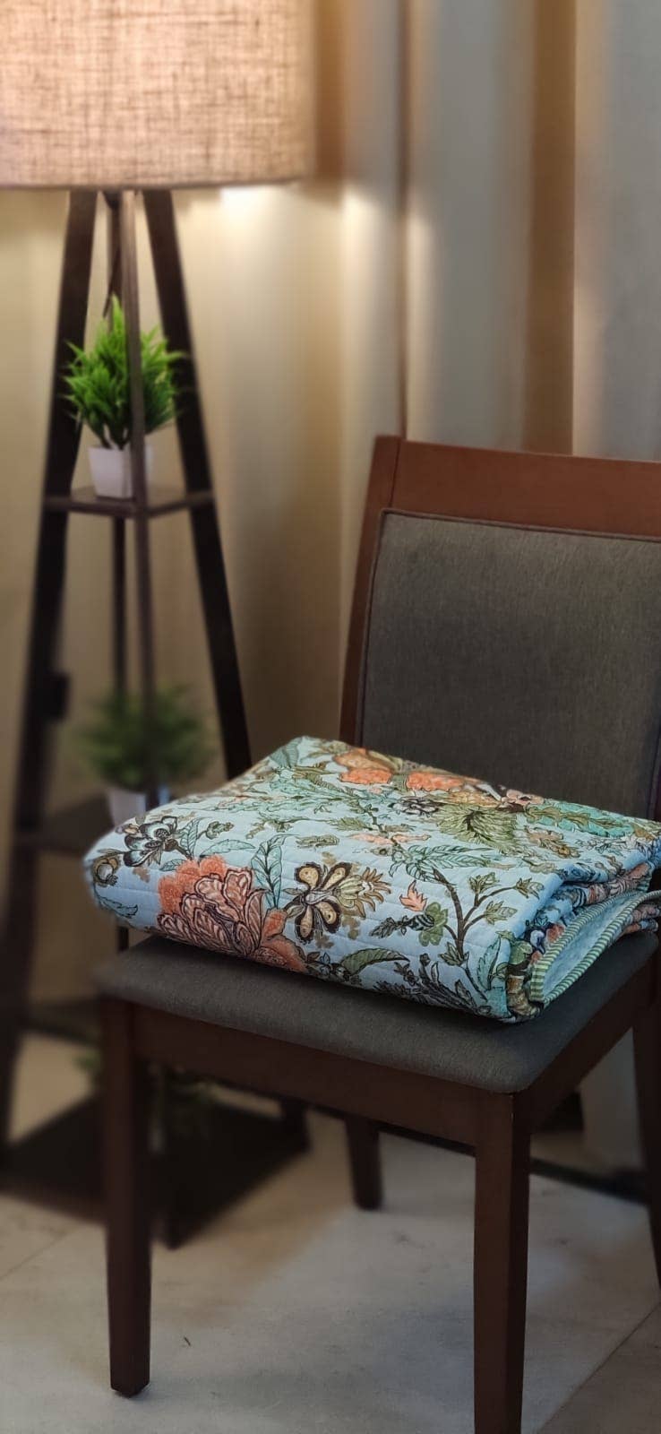 Ayras World - Wholesale Throw Blanket - Blue Floral Quilted Cotton Bed Throw Blanket4