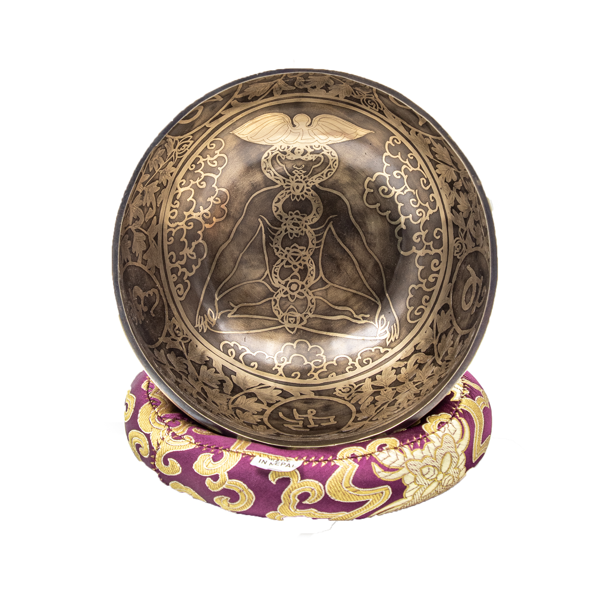 Fwosi – Engroshandel Meditationsudstyr – Mindfulness Chakra Syngeskål Yoga Udskæring Helbredende Bøn Syngeskål | Mandala Fred Selvpleje Sæt0