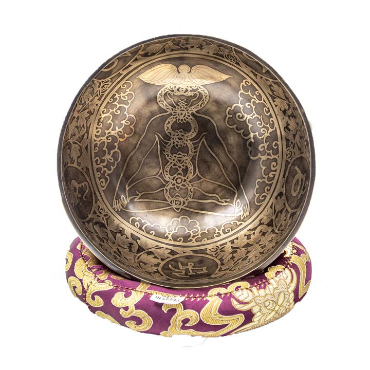 Fwosi – Engroshandel Meditationsudstyr – Mindfulness Chakra Syngeskål Yoga Udskæring Helbredende Bøn Syngeskål | Mandala Fred Selvpleje Sæt0