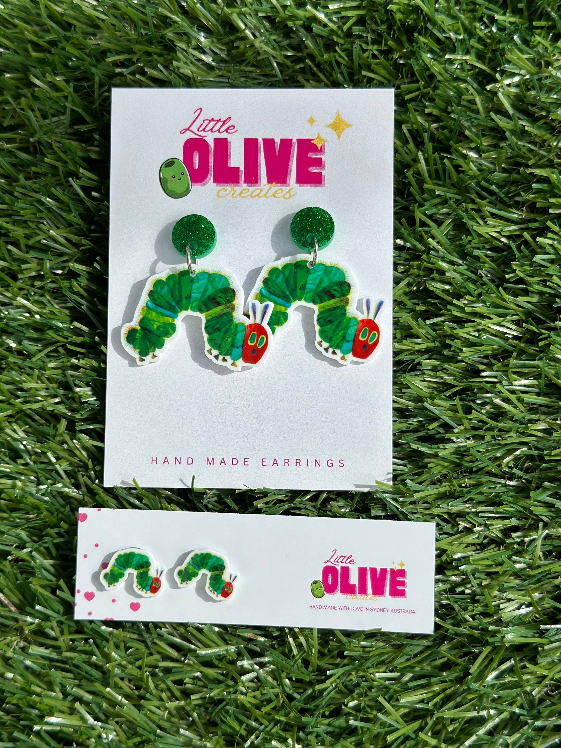 Little Olive Creates – wholesale Stud/post earrings – The Hungry Caterpillar Teacher Book Week Earrings4