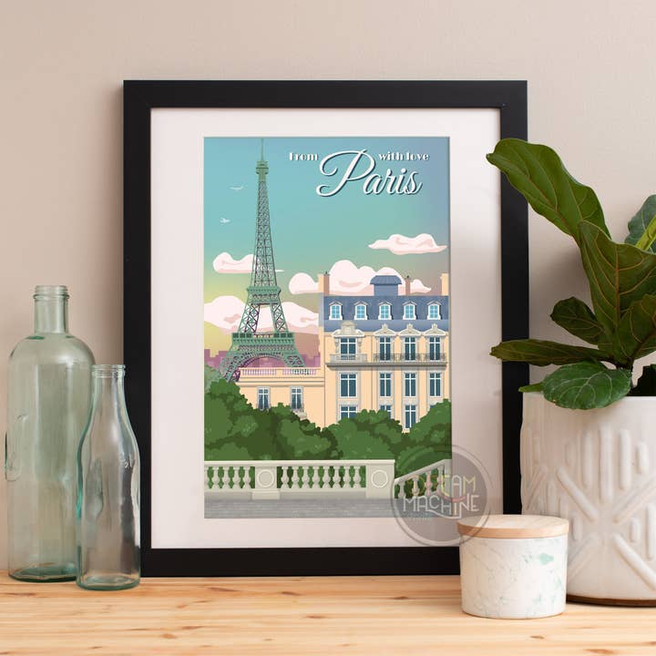 Impression de Paris, horizon de Paris, art de Paris, affiche de Paris, aquarelle de Paris, art de Paris, carte de Paris, art mural de Paris, voyage artistique en France pour la vente par DreamMachine Prints