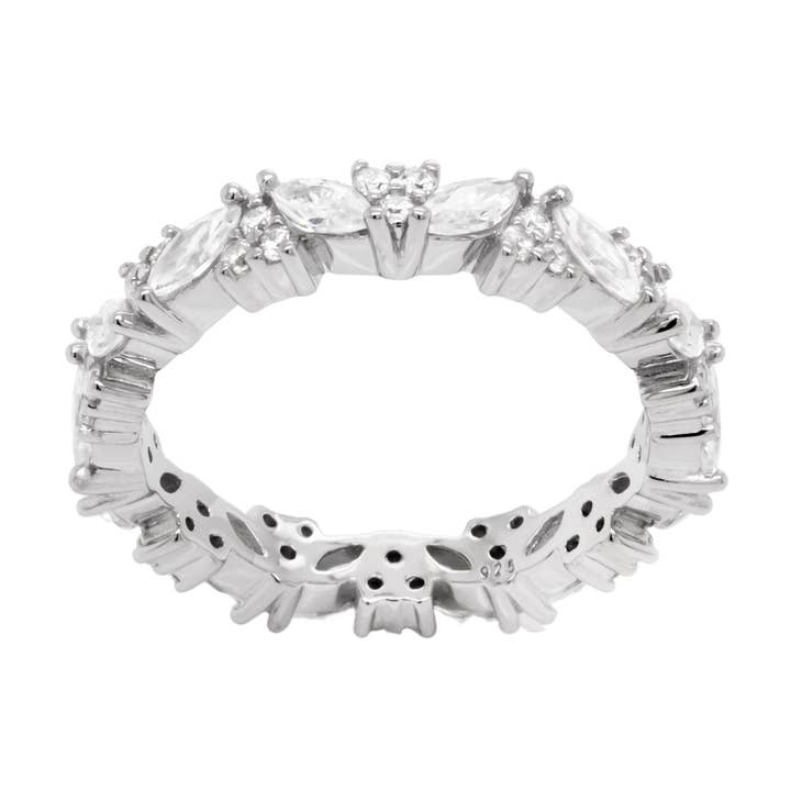 Rhodiumbelagt sterlingsølv CZ evighedsring for engroshandel hos Dlux Jewels