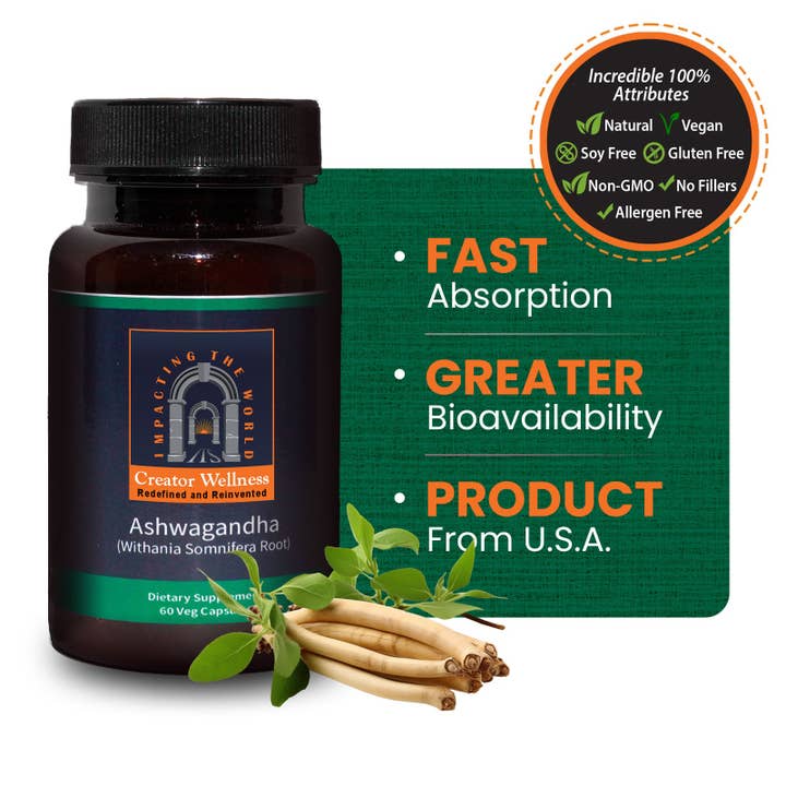 Ashwagandha - Withania Somnifera Root | 225mg Root Extract | 60 Capsules for wholesale by Creator Wellness