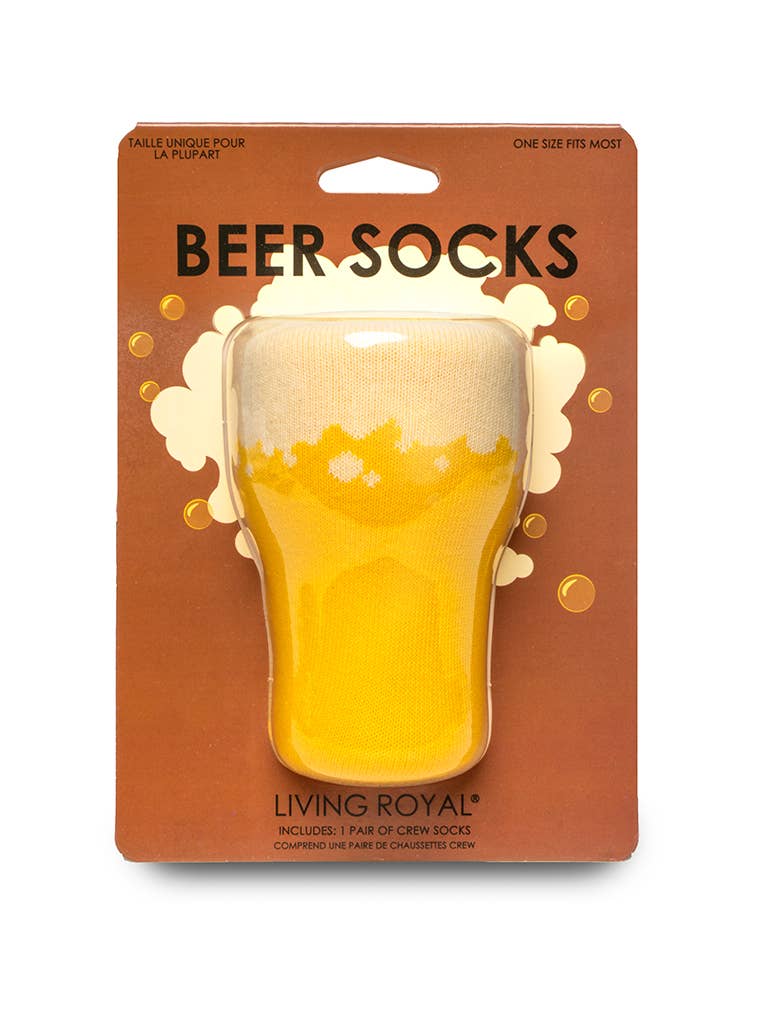 Living Royal - Vente Chaussettes – unisexe - Chaussettes Crew emballées en 3D - Verre à bière - Jaune