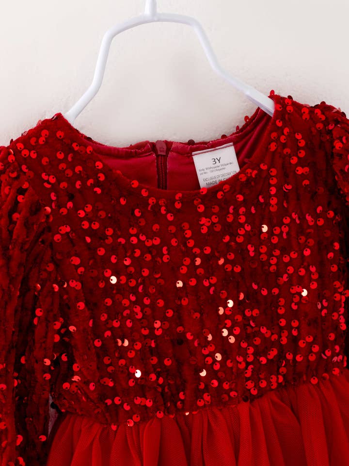 littleoneusa - Wholesale Dress - Kids - Red Sequin Girl Tutu Dress