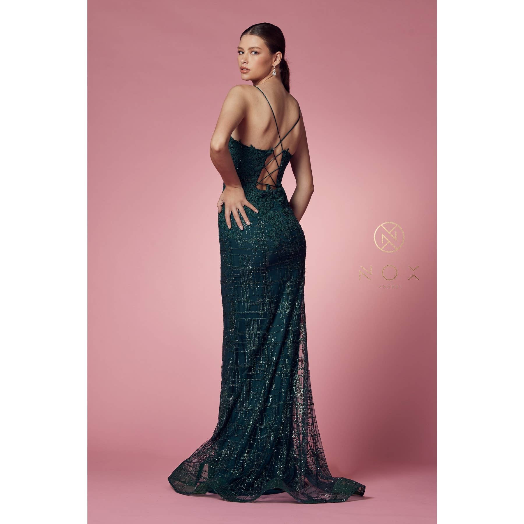 Noxanabel - Wholesale Formele jurk - Dames - Glamoureuze Glinsterende V-Hals Damesjurk R282-19