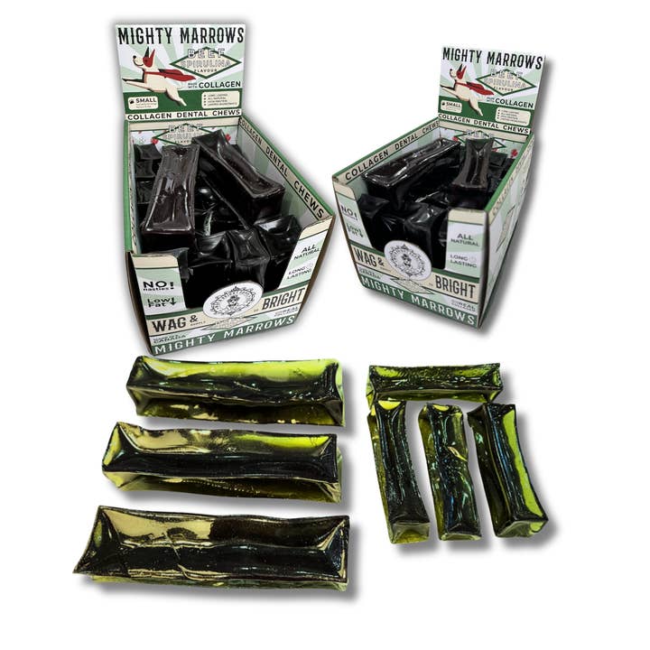 Wag & Bright Supply Co. - Wholesale Pet Bone/Rawhide - Dog - Mighty Marrows Collagen Dental Chew - Spirulina Beef - SM/LG