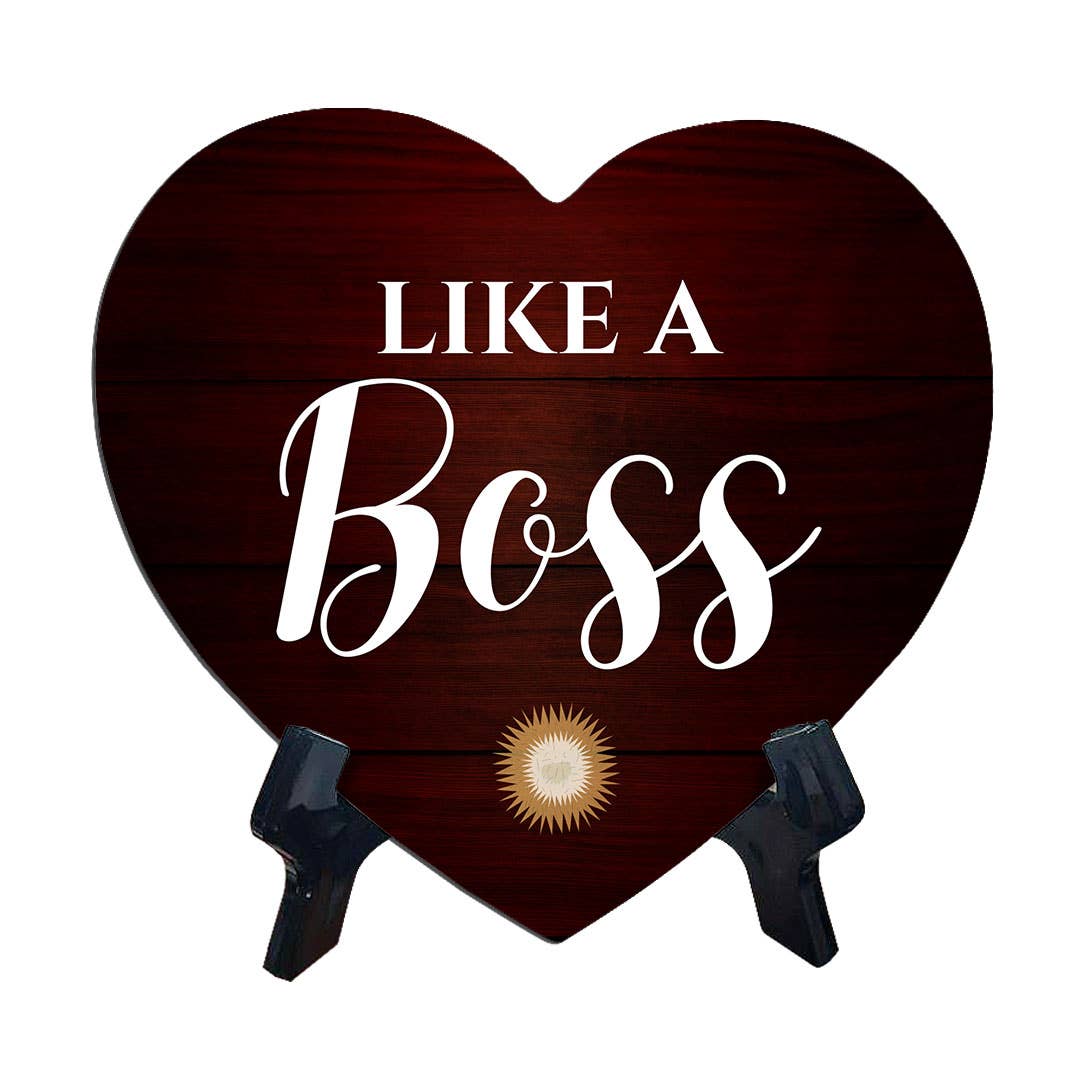 All Quality - Wholesale Desk/Tabletop Sign - Like A Boss Heart Table Sign with Acrylic Stand (6x5")0
