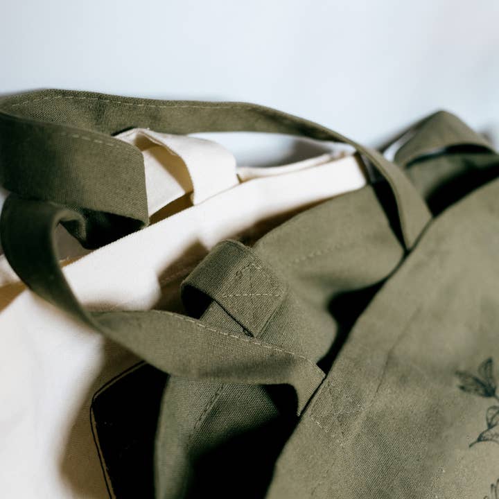 Lalauri - Vente Tote bag – femme - Sac fourre-tout Mirlo en coton rigide vert foncé3