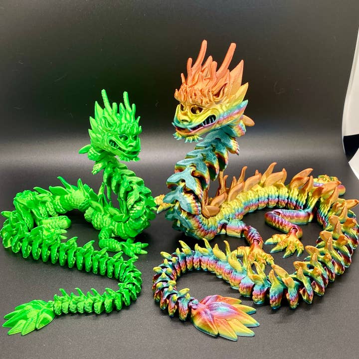 NumanPrints - Wholesale Fidget Toy - Kids - Chinese Imperial Dragon 3D Printed Articulated Toy Rainbow3
