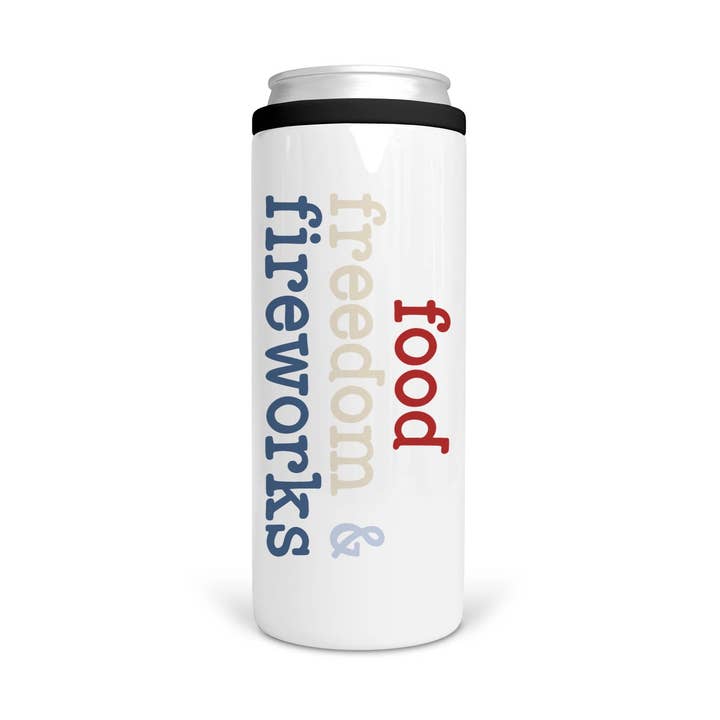 4th of July Favs Insulated12 oz Skinny Can Cooler for wholesale by Amber Marie Design
