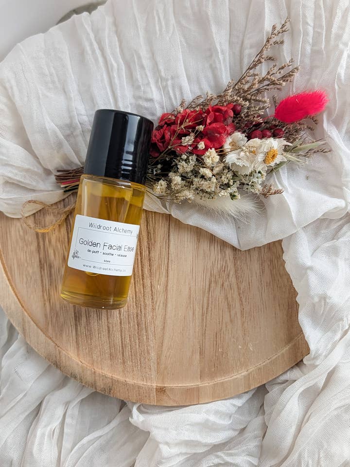 Golden Facial Ease • Face Roller for wholesale by Wildroot Alchemy