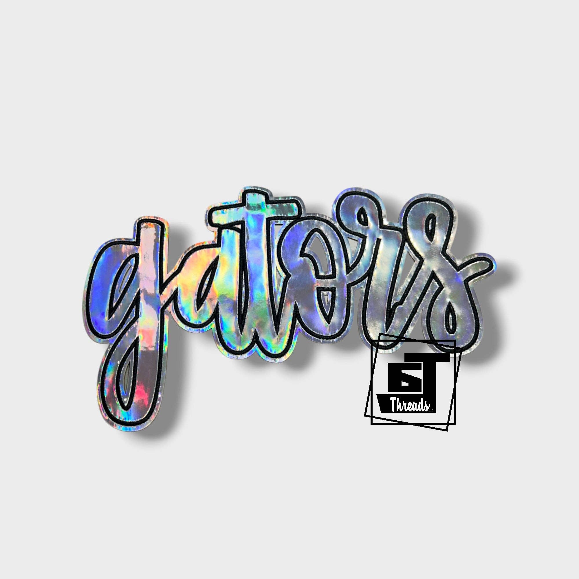6j Threads LLC - Wholesale Patch - Silver Cursive Metallic Gators....Patches Only