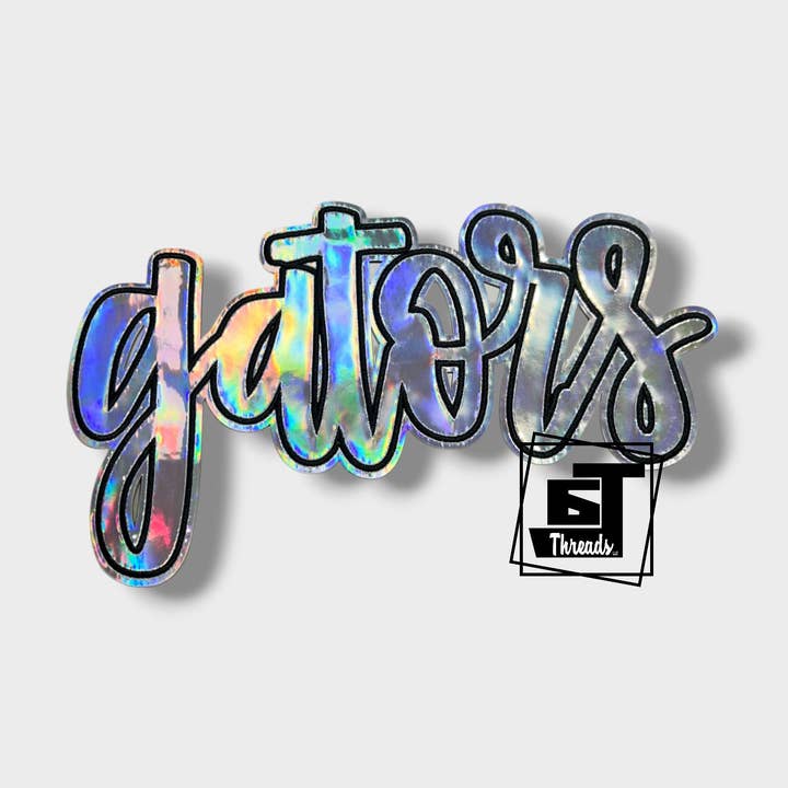 6j Threads LLC - Wholesale Patch - Silver Cursive Metallic Gators....Patches Only0