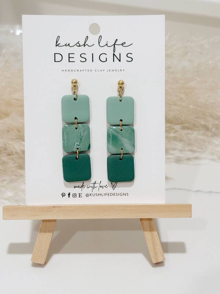CLAY EARRINGS | Forest Fade Dangles for wholesale by Kush Life Designs