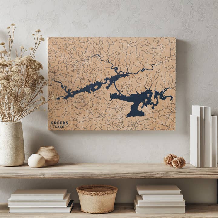 Greers Lake Arkansas Custom Lake Map for wholesale by Benoit's Design Co.