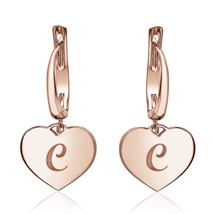 Sterling Silver Rose Gold Plated Girl Heart Dangle Leverback for wholesale by Massete