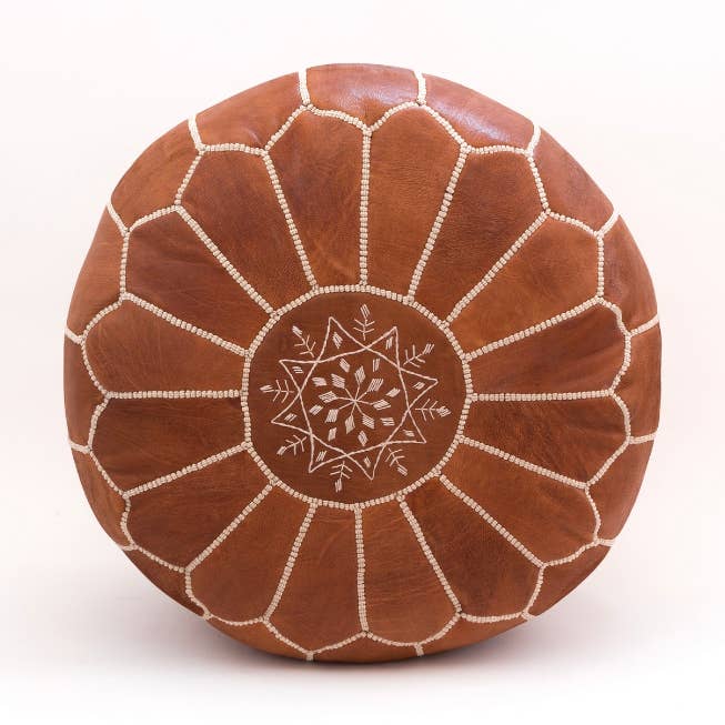 Moroccan Leather Ottoman Pouf for wholesale by Mikwi