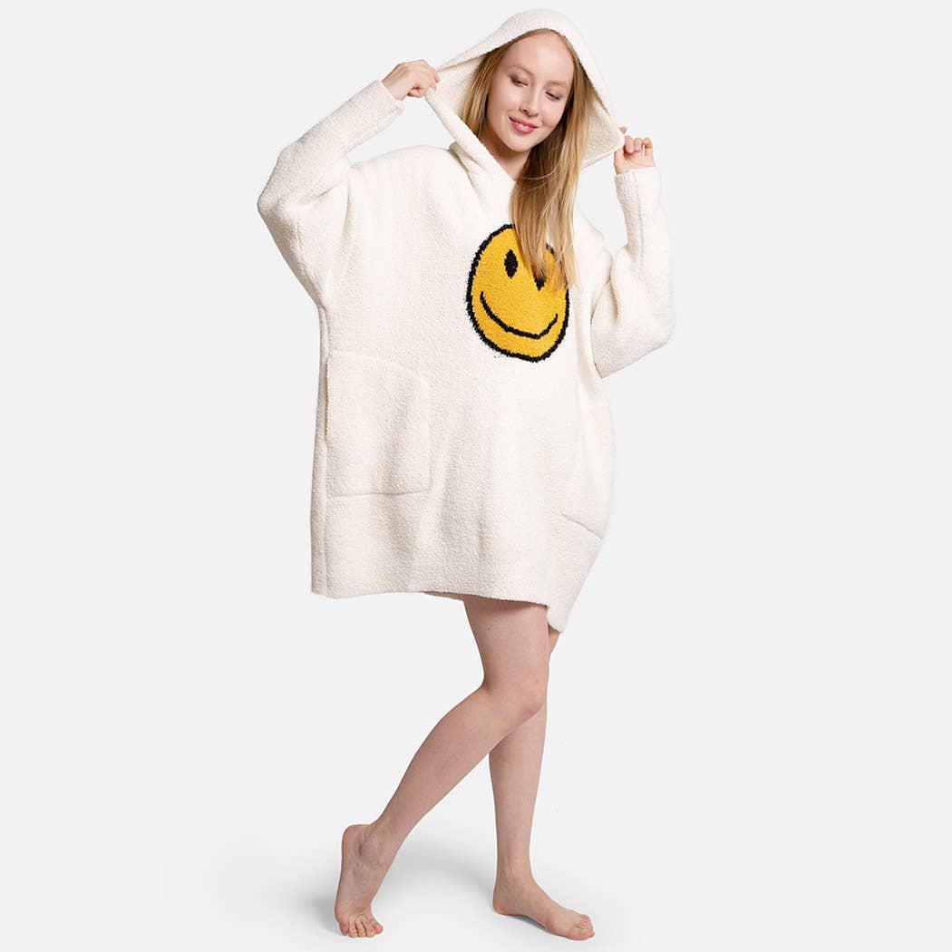 Fashion City - Wholesale Hoodie - Women's - Hooded Happy Face Snuggie with Pocket9