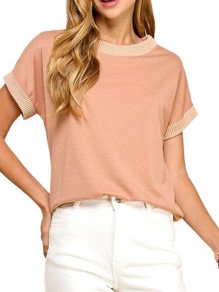 Solid Top With Solid Ribbed Neck for wholesale by Vanilla Monkey