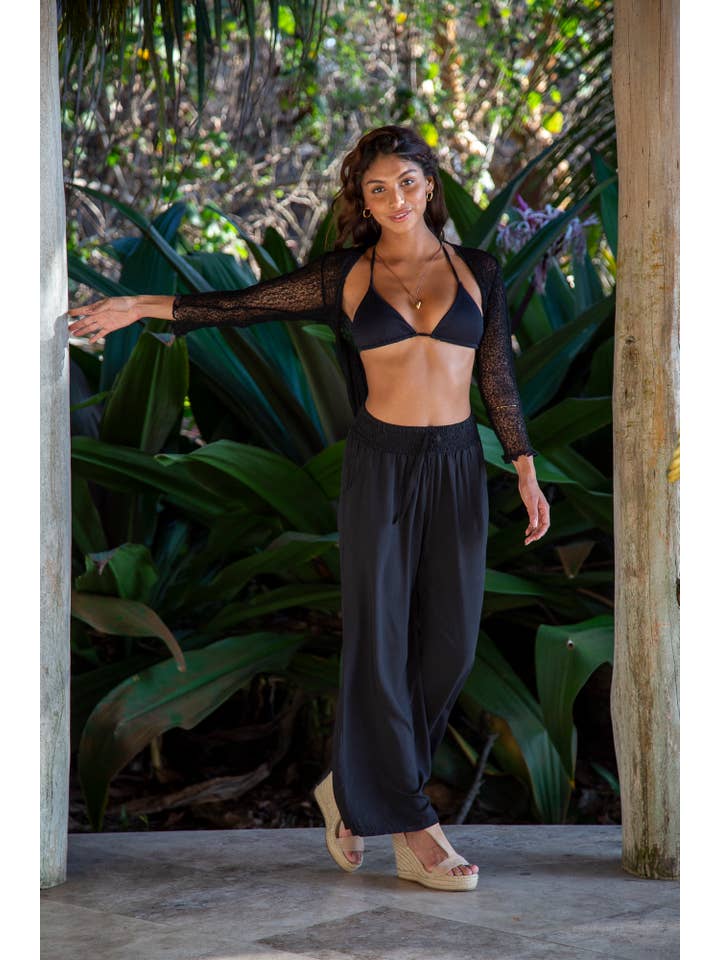 Bali Prema - Wholesale Cardigan - Women's - Summer Knit Sheer Cardigan Bolero Shrug Cover in Black3