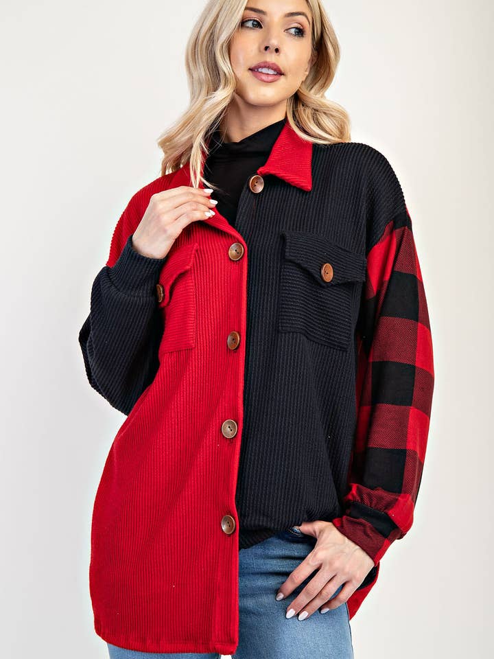 SCIARPA CON BOTTONI A CONTRASTO SCOZZESI PLUS SIZE -CT43874C-PL per la vendita all'ingrosso da parte di Celeste Clothing