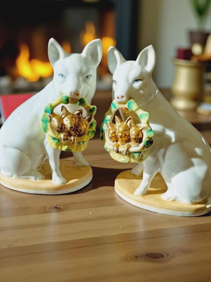 Par porslinsgrisstatuetter – Vintage Revival för wholesale av Art Déco Style