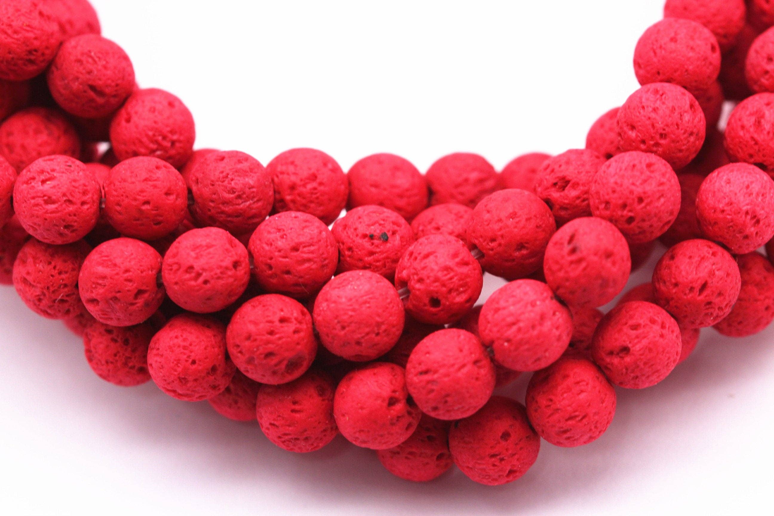 CRCBEADS - Wholesale Beads - Bright Red Lava Rock Stone Beads 6mm 8mm 10mm 15.5" Strand3