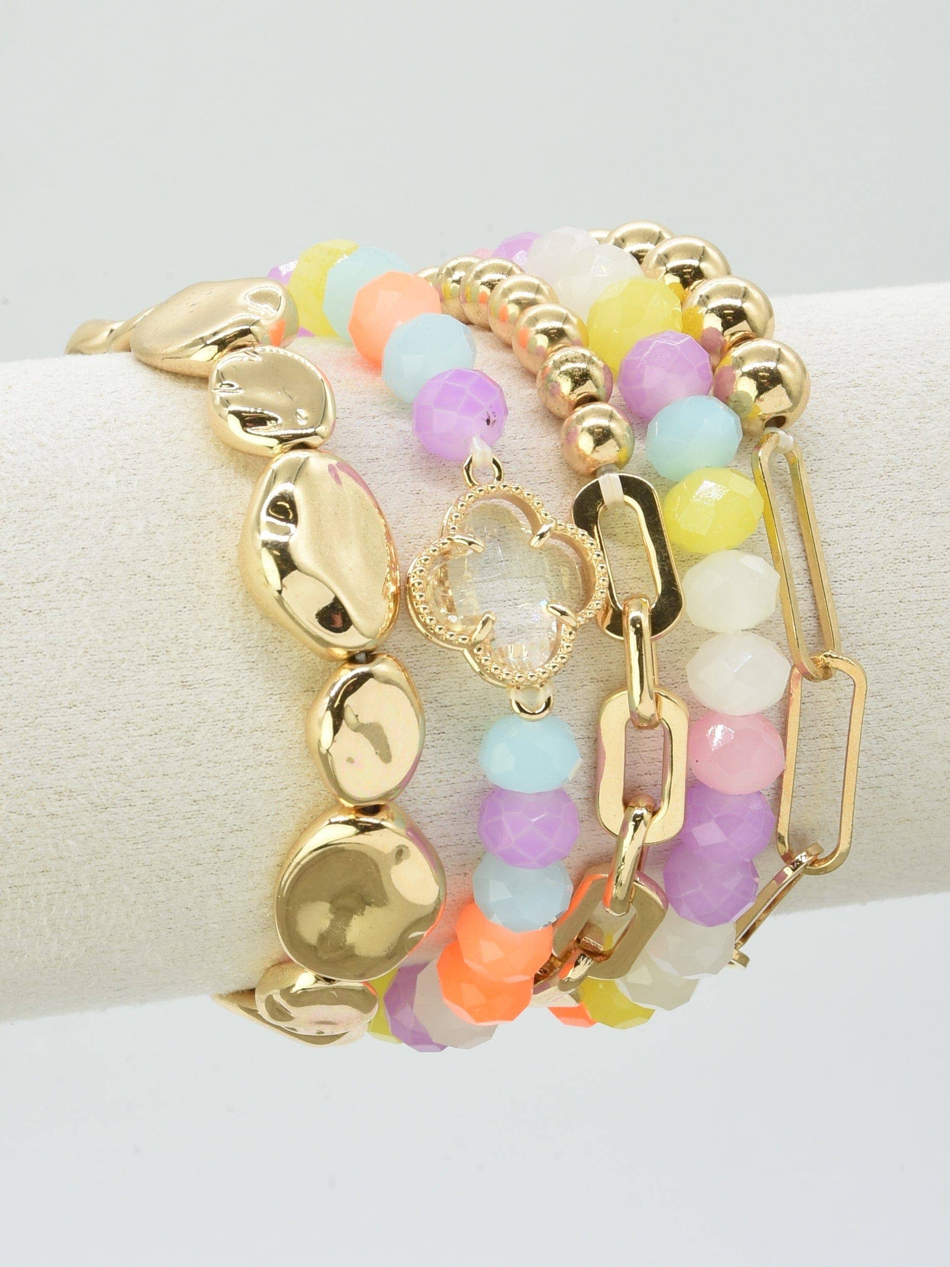 MiMi Wholesale - Wholesale Jewelry Set - Beaded Clover Accent Jewelry Set Bracelet15