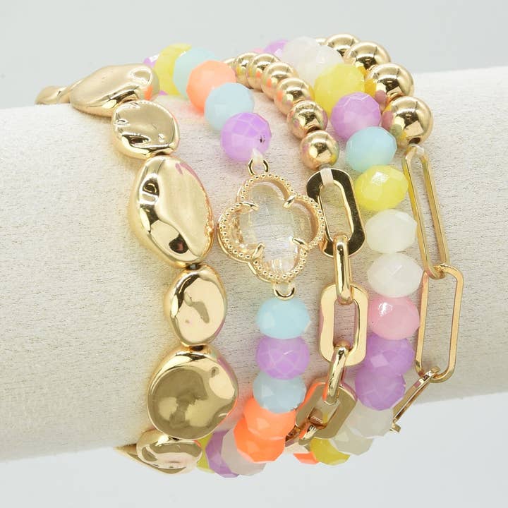 MiMi Wholesale - Wholesale Jewelry Set - Beaded Clover Accent Jewelry Set Bracelet15