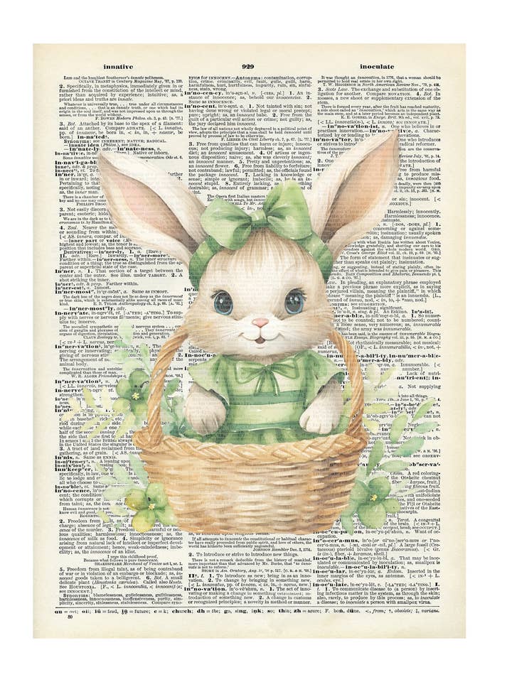Bunny, flowers, Easter, Vintage Dictionary Prints for wholesale by Crazilyhumbledesigns