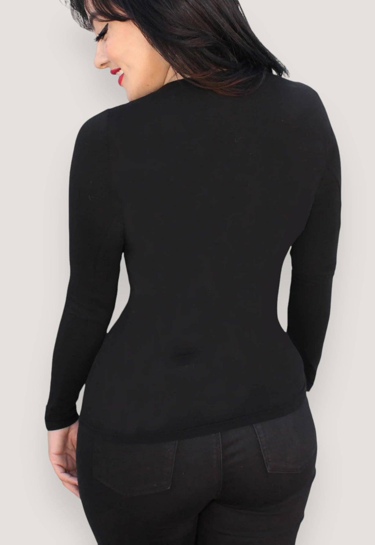 Demi Loon - Wholesale T-shirt met print - Dames - Black Out Gothic Rose LS Slash T-shirt - zwart1