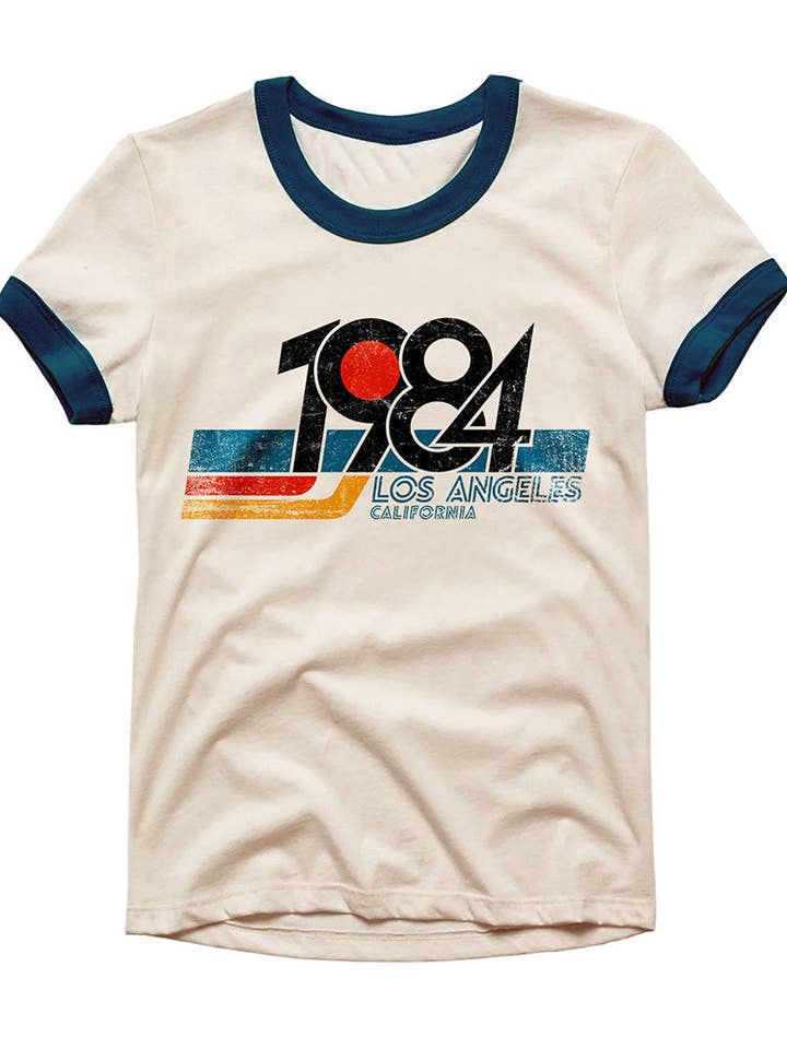 Vintage 1984 Retro Ringer Tee Off-White Unisex for wholesale by Artree