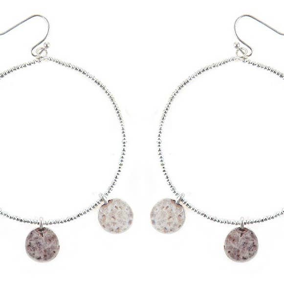 Earrings - Slv Beaded Hoop W 3 Circl for wholesale by Flirt Jewelry