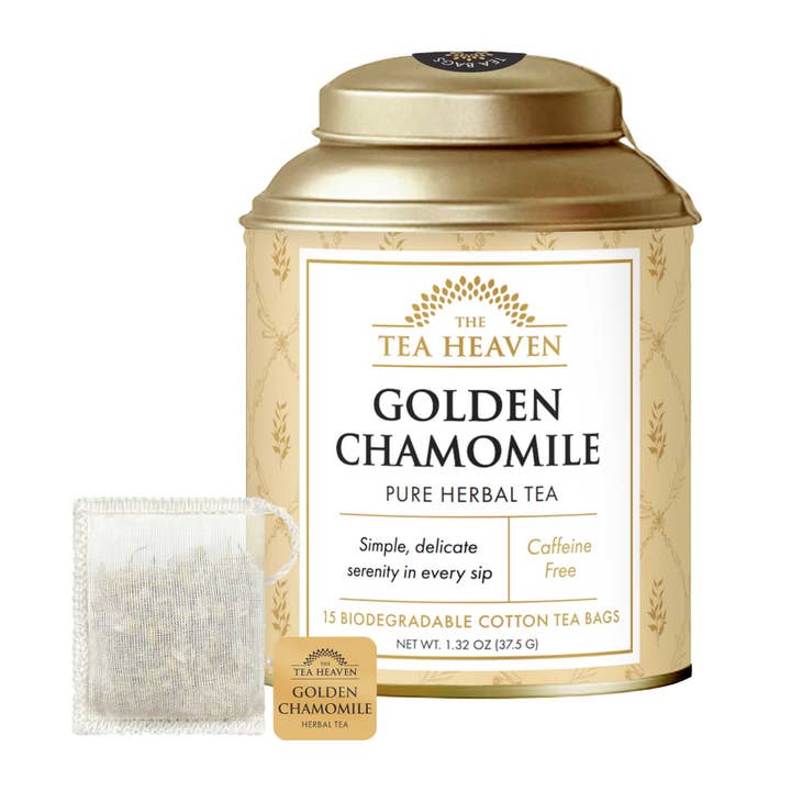 Golden Chamomile Tea Bag Canister for wholesale by The Tea Heaven