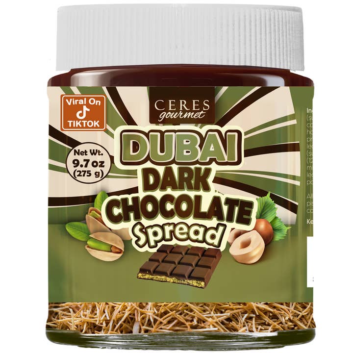 Ceres Gourmet - Wholesale Nut butter - Dark Dubai Chocolate Spread - Fun for All Ages - 6.35/9.7oz1