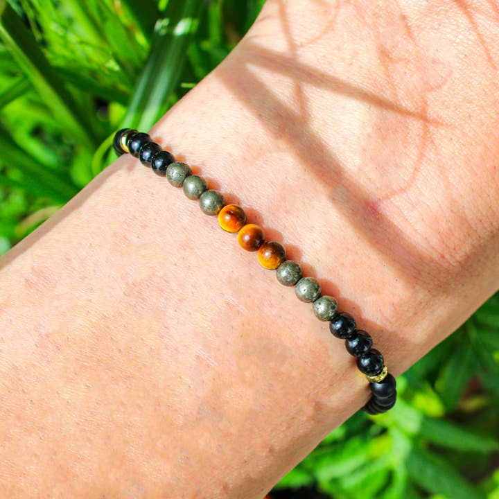 Azenway - Wholesale Beaded Bracelet - Max EMF Protection Charged Healing Crystal Bracelet - Natural 4mm Semi-Precious Gemstones with Hypoallergenic 14k Gold Filled Beads