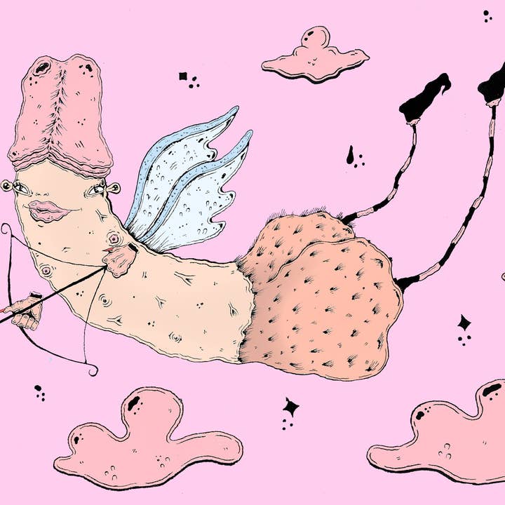 Cupid Valentine's Day Illustration Art Print for wholesale by Danielle Arden O’Malley Art